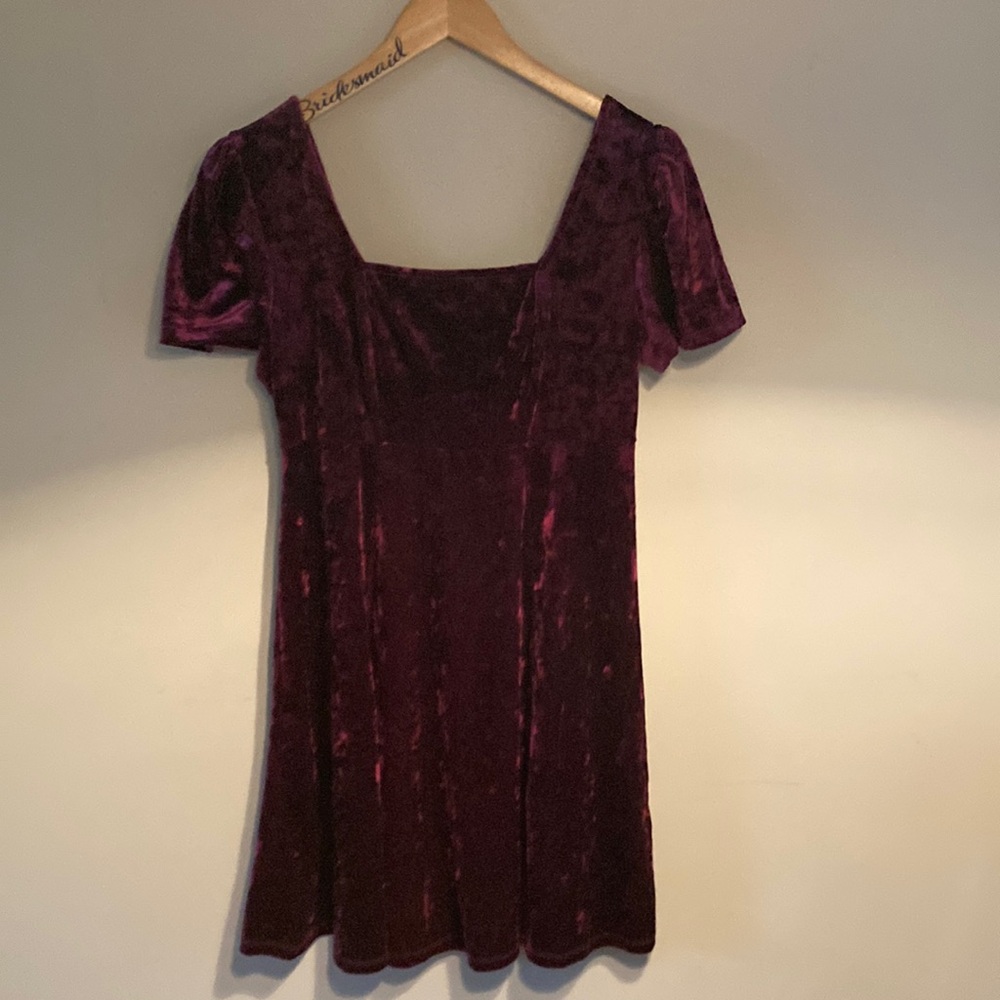 Juniors burgundy semi formal crushed velvet dress M